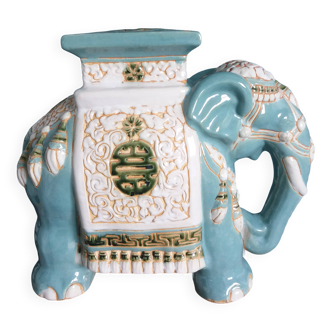 Éléphant en céramique vert bleu