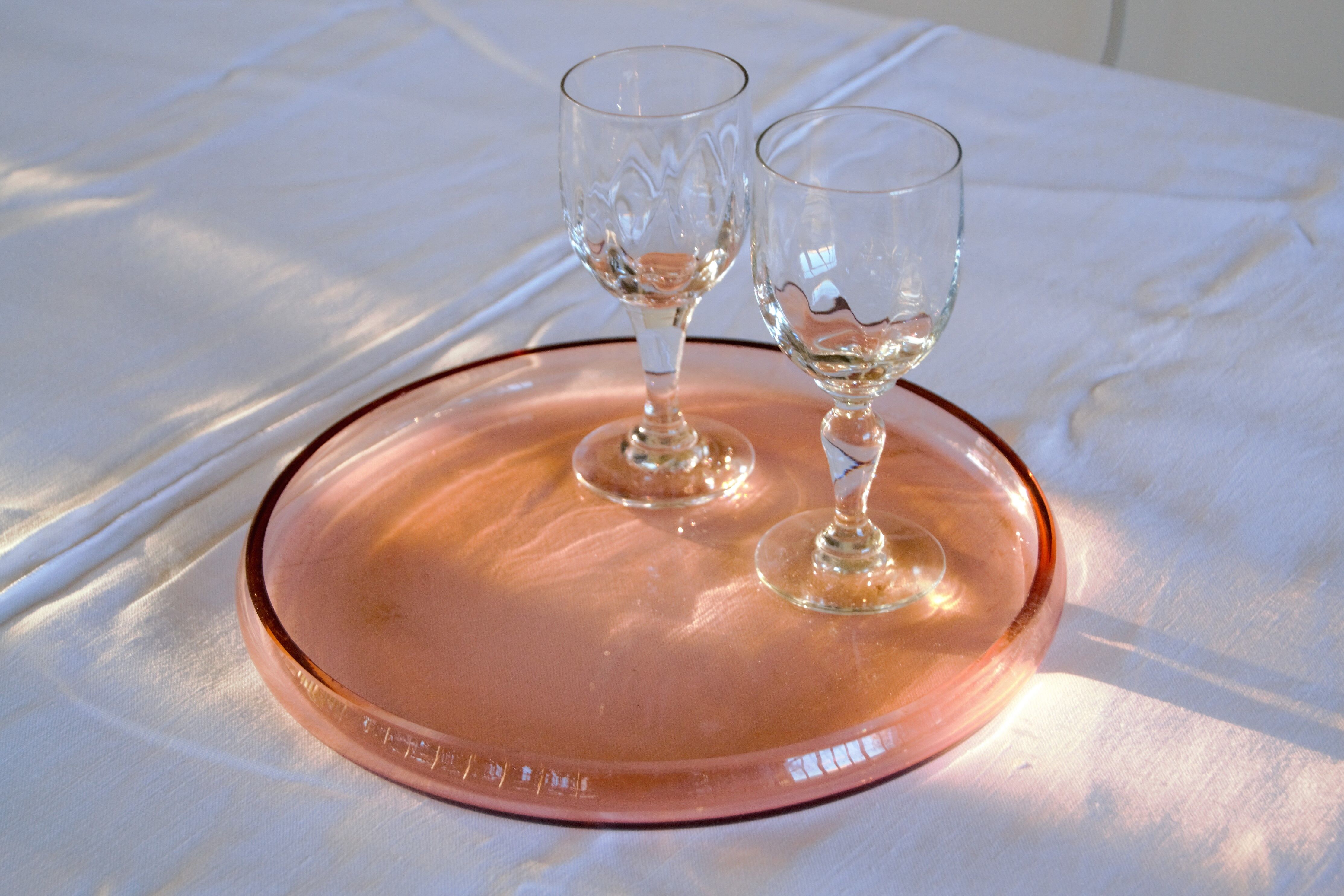 Pink glass plate