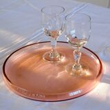 Plateau en verre rose