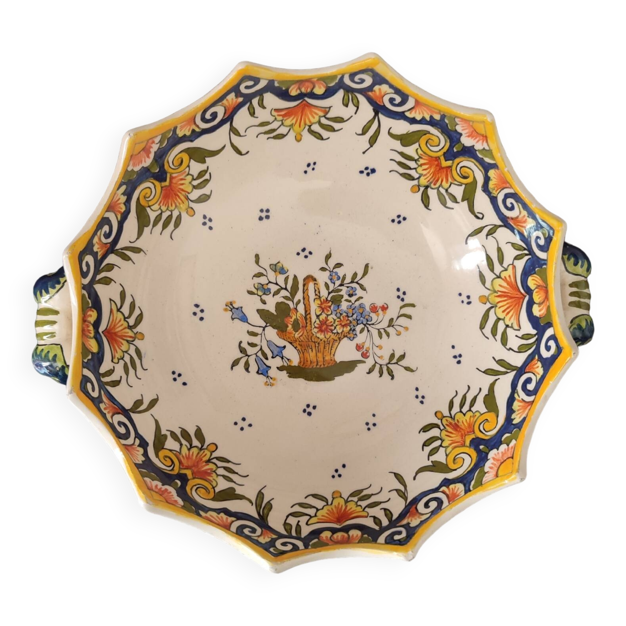 Old Rouen earthenware empty pocket cup