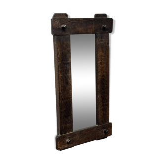 Vintage brutalist mirror in solid wood