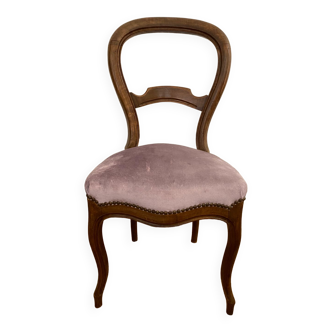 Chaise style Louis Philippe en velours mauve