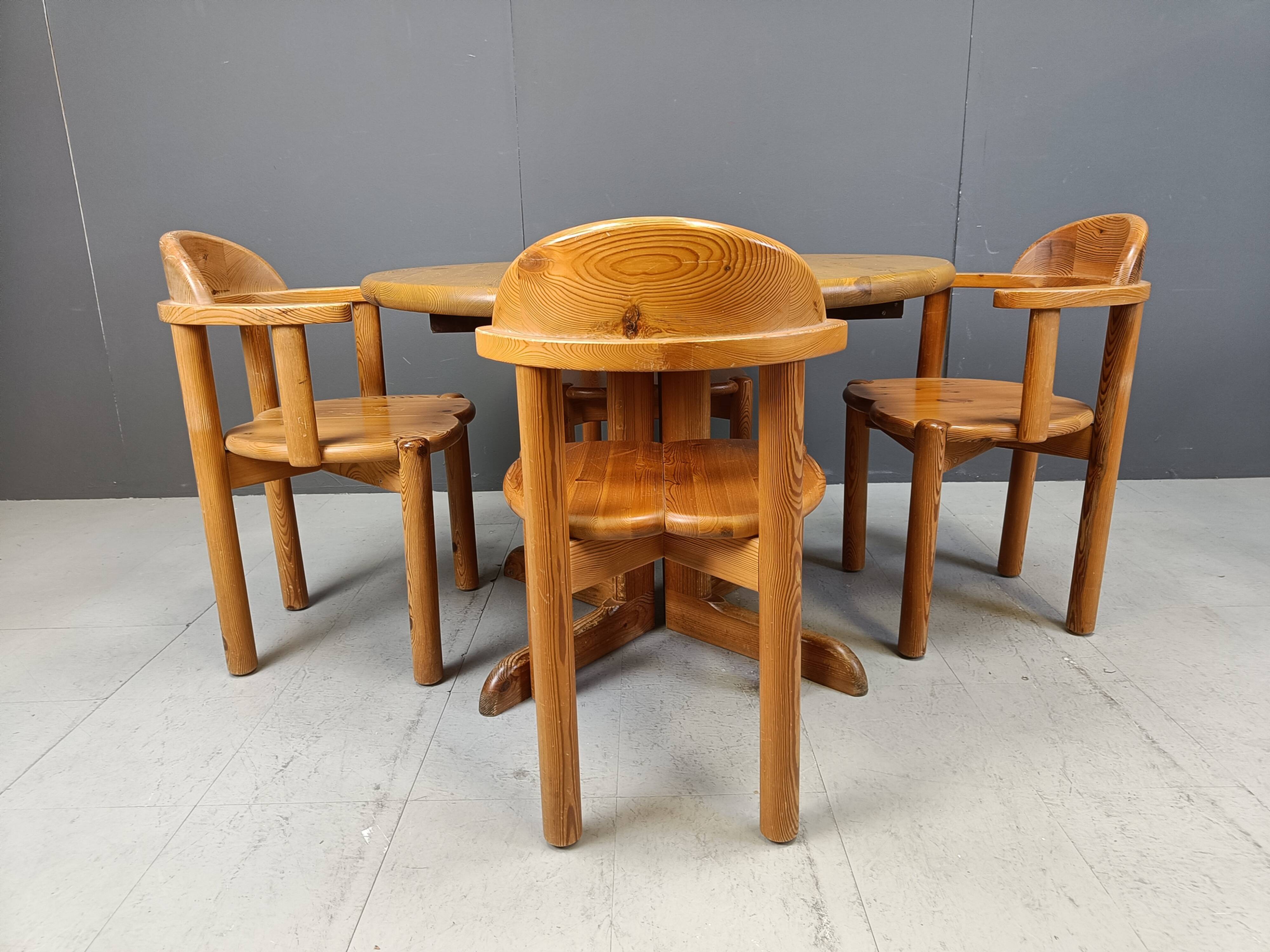 Rainer Daumiller pine wood dining set for Hirtshals Savvaerk - set of 4