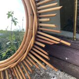 Vintage rattan sun mirror