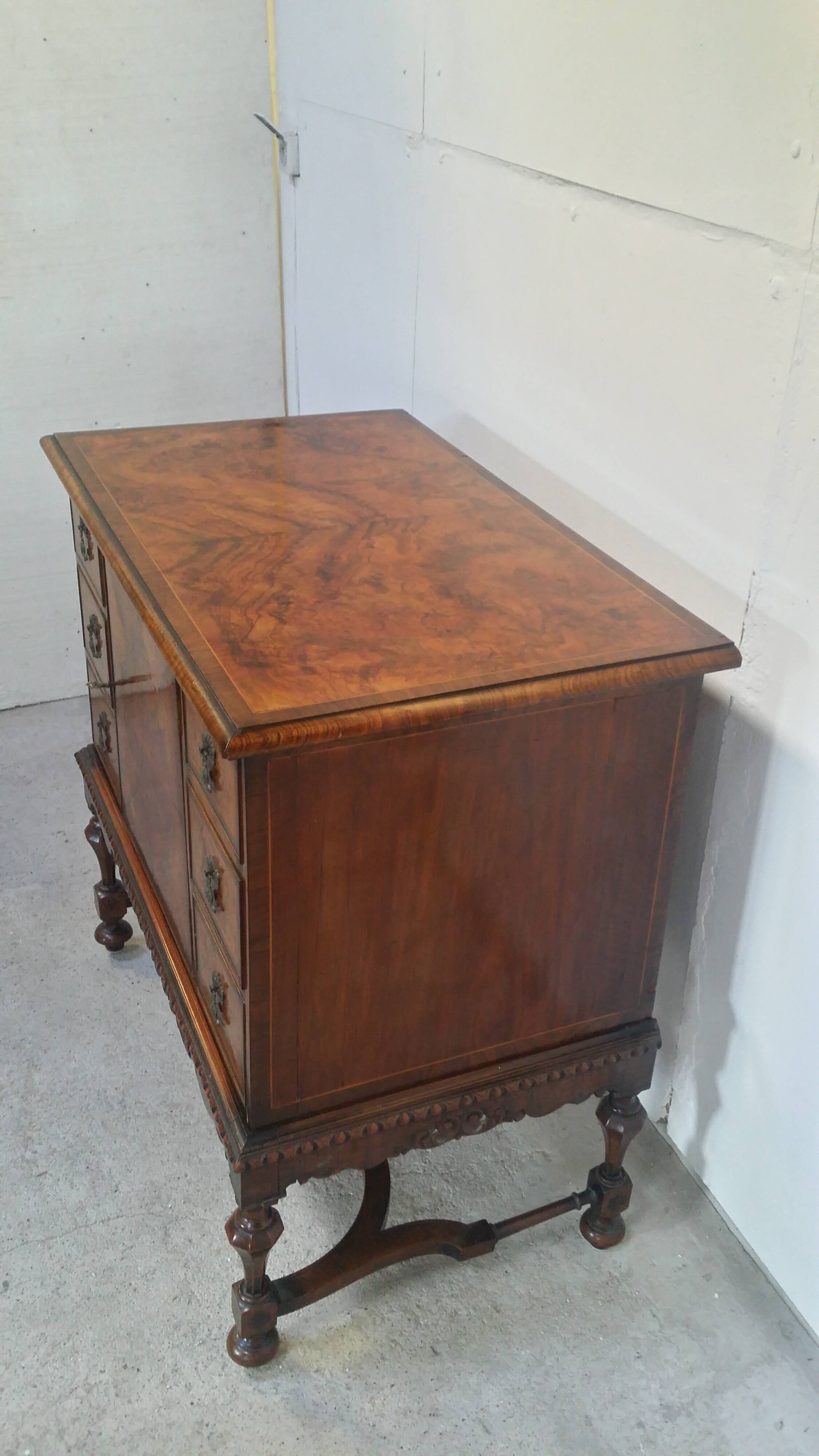 English burl walnut cabinet