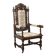 Antique Neo-Renaissance armchair in oak and fabric, 19th-20th century.