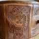 Carved leather pouf in the Mayan style by Angel Pazmino, Ecuador, 1960