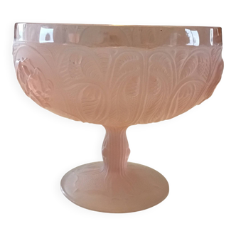 Art Deco pink glass paste fruit bowl/compote dish