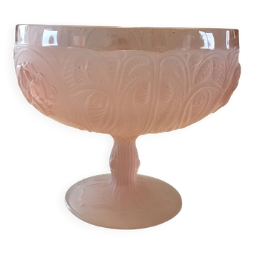 Coupe à fruits, compotier Pâte de verre rose Art Déco