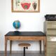 adult-sized desk with black flap & raw natural