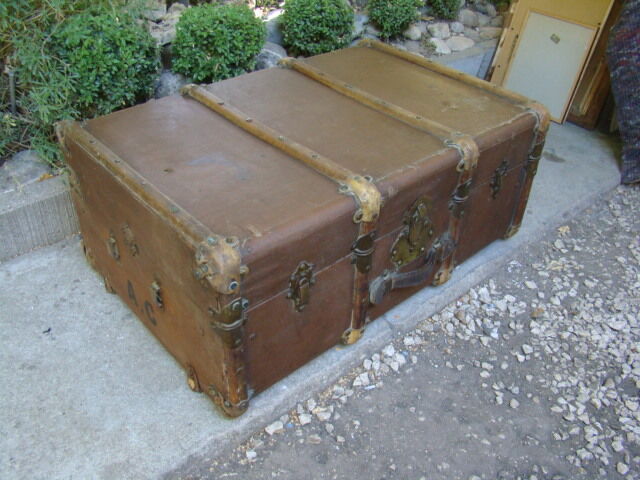 Old brown canvas trunk