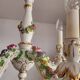 Handgeformt vergoldet vintage Porzellan Kronleuchter Capodimonte 1960er