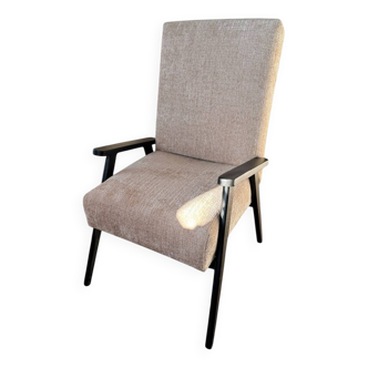 Fauteuil type scandinave pieds compas vintage