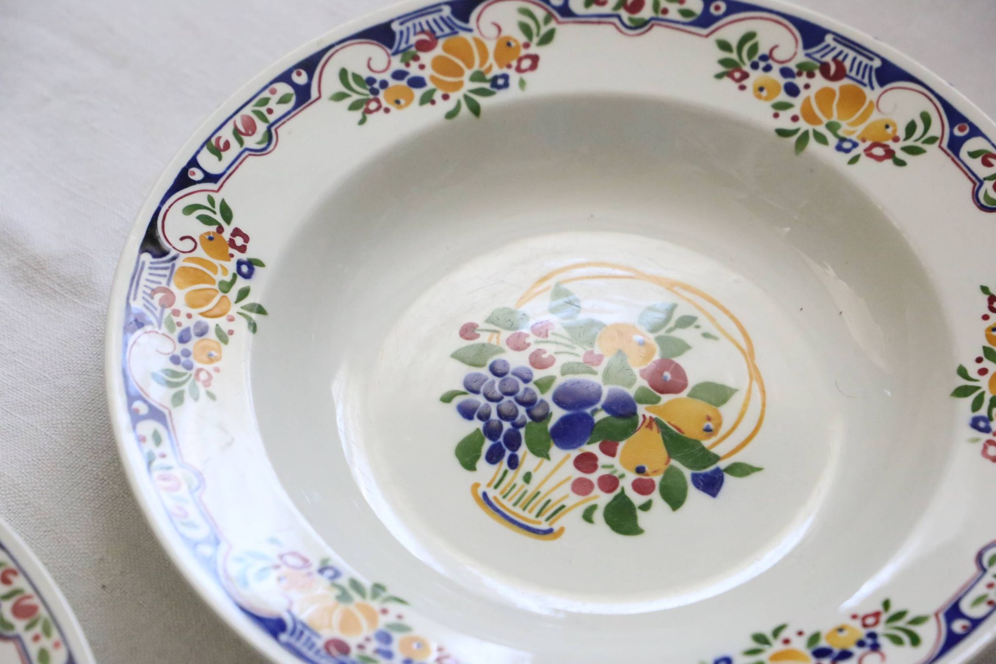 Set of 5 Boch soup plates, Fructidor service, vintage