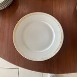 Lot of six soup plates, old, crockery, white, gilded