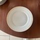 Lot of six soup plates, old, crockery, white, gilded