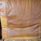 Vintage 3-seater all-leather sofa, convertible