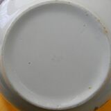 Vintage earthenware salad bowl. Flower decor.