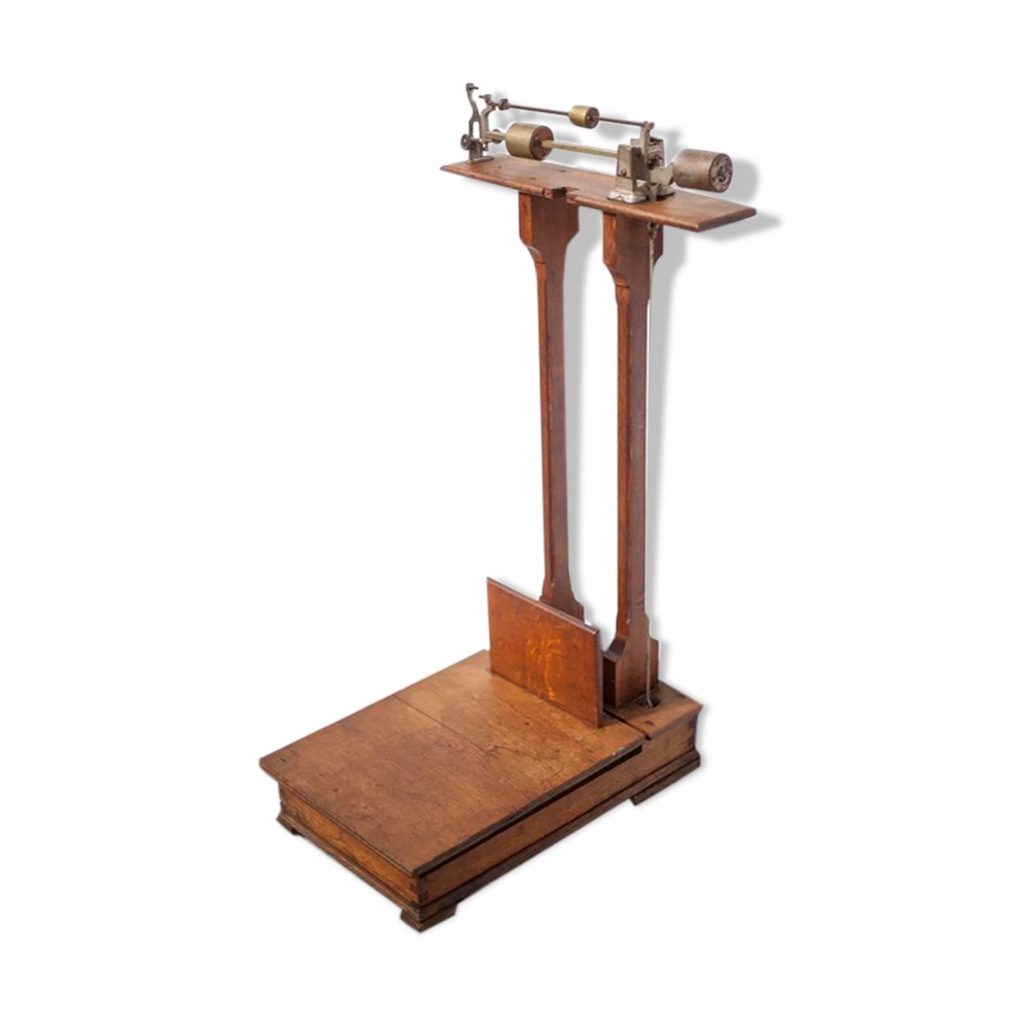 Vintage scale, wood and brass scale, interior decoration, old doctor's scale