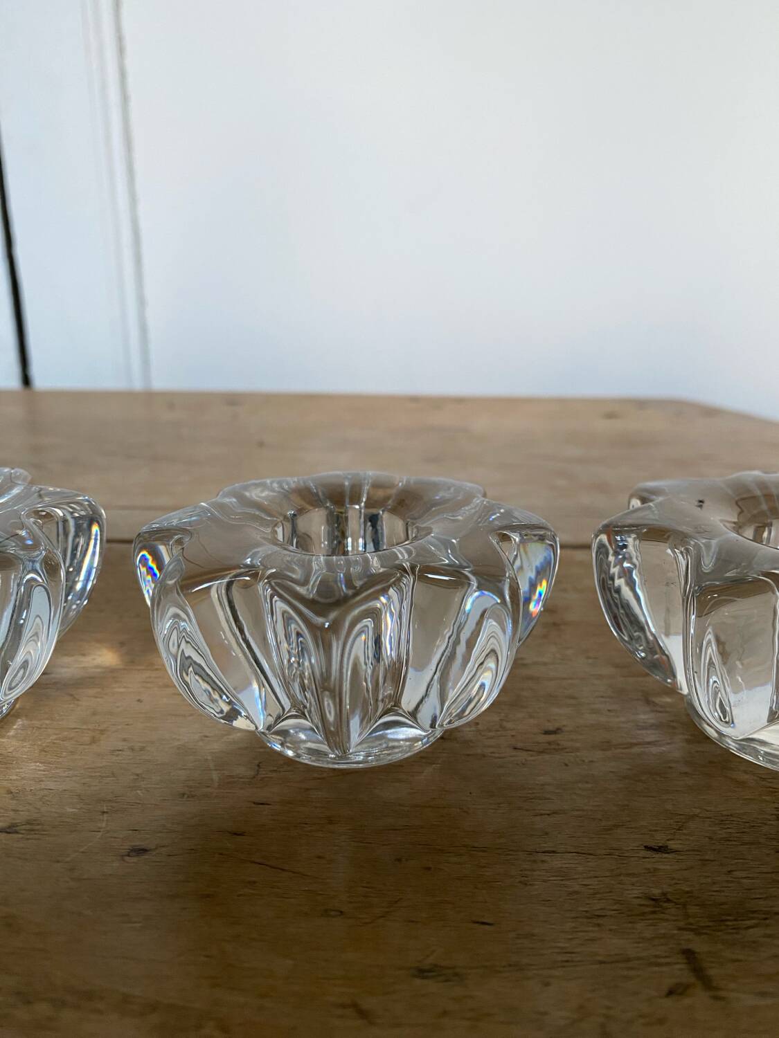 Set of 3 Pierre d'Avesn style glass candle holders