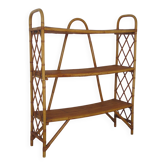 Bookcase, rattan shelf, 70s