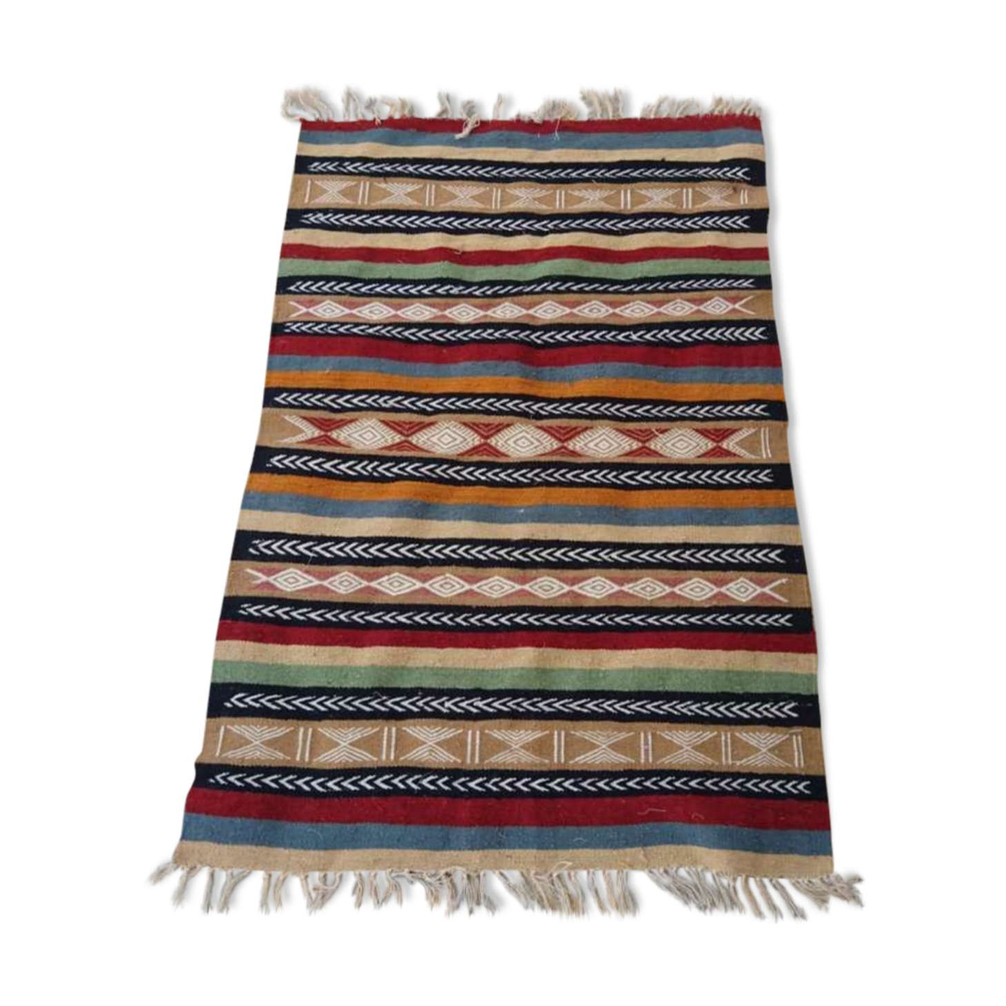 Wool hand-made carpet Kilim multicolor 97x144cm