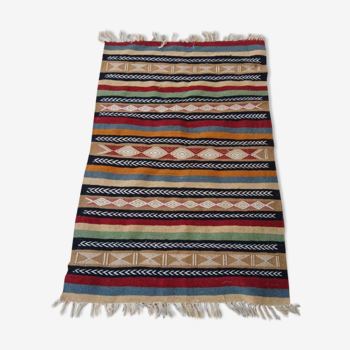 Wool hand-made carpet Kilim multicolor 97x144cm