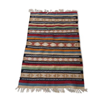 Wool hand-made carpet Kilim multicolor 97x144cm