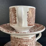 Duo of English Cups & Saucers Broadhurst Ironstone - Hunting Scene