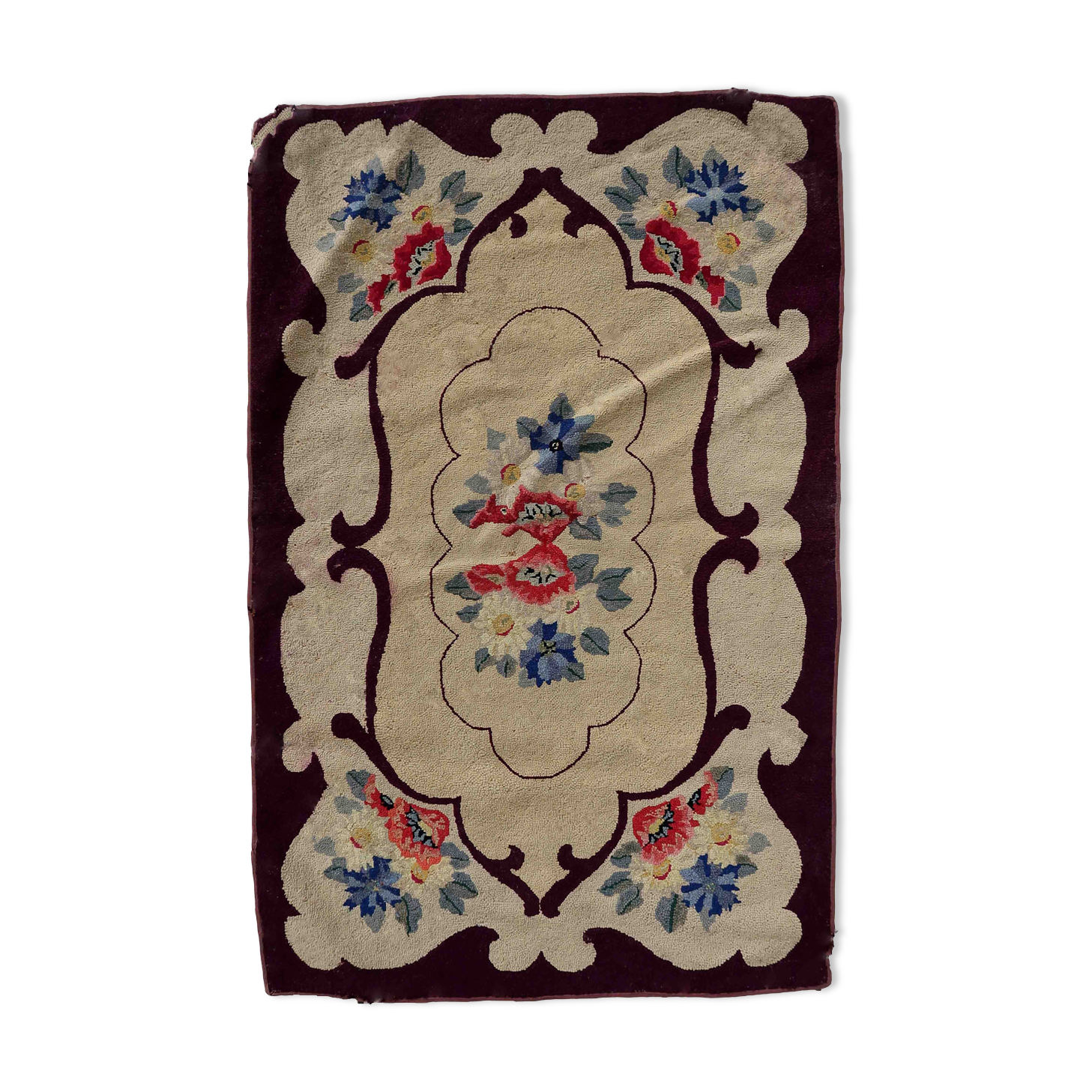 Old American carpet handmade, 76cm x 117cm 1900s