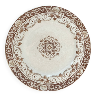 Sepia ironstone plate, Louis XV model