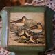Vintage ceramic tobacco pot with bird decor
