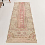 2x7 shades of red & beige vintage runner rug, 77x222cm