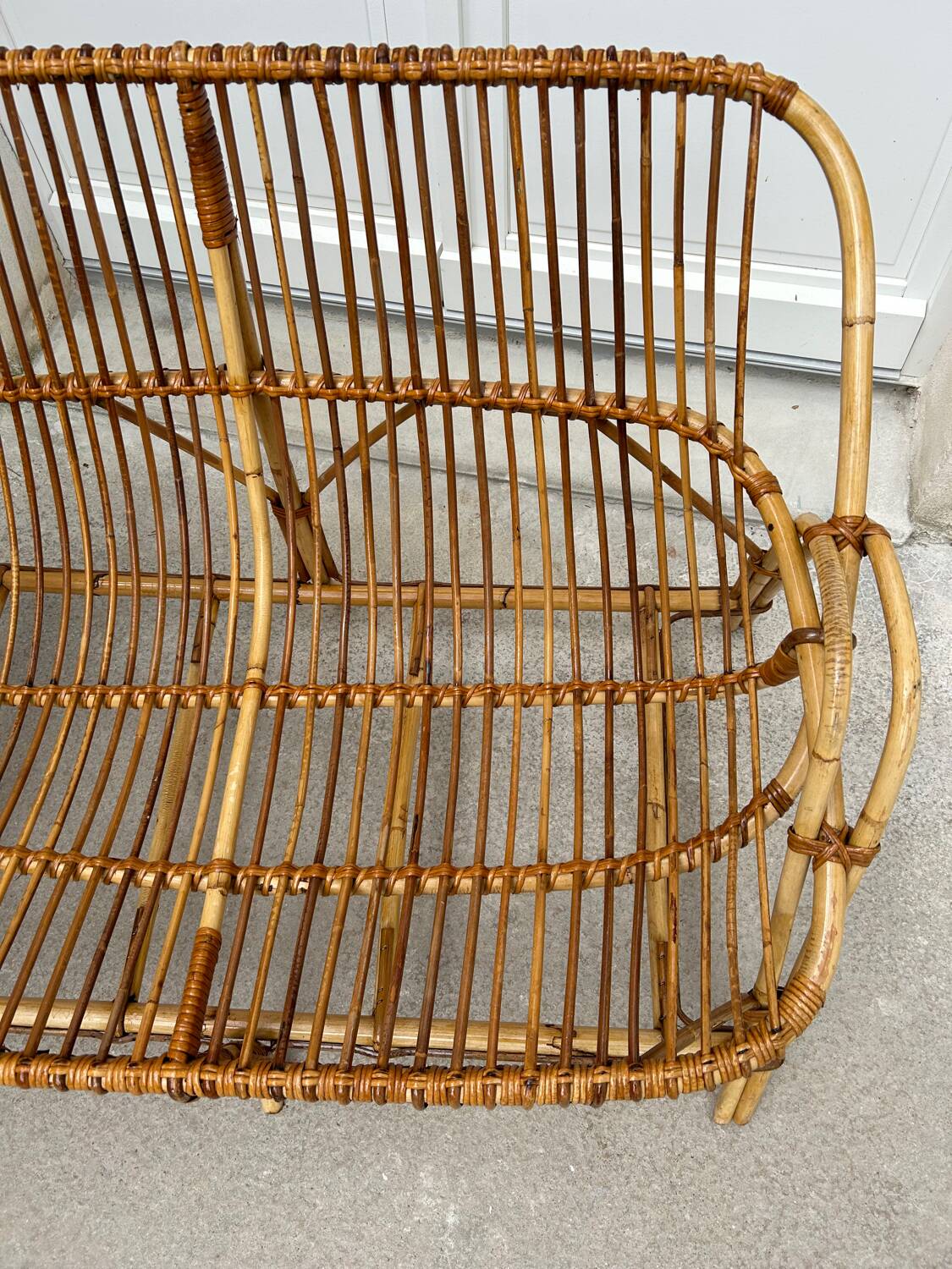 Vintage rattan bench