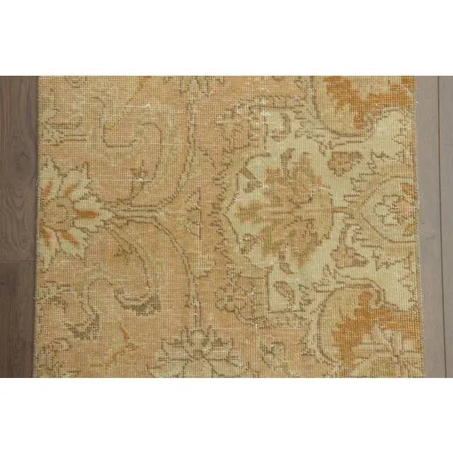 1970s Vintage Turkish Hand-Knotted Wool Cotton Orange Runner Rug 61x286