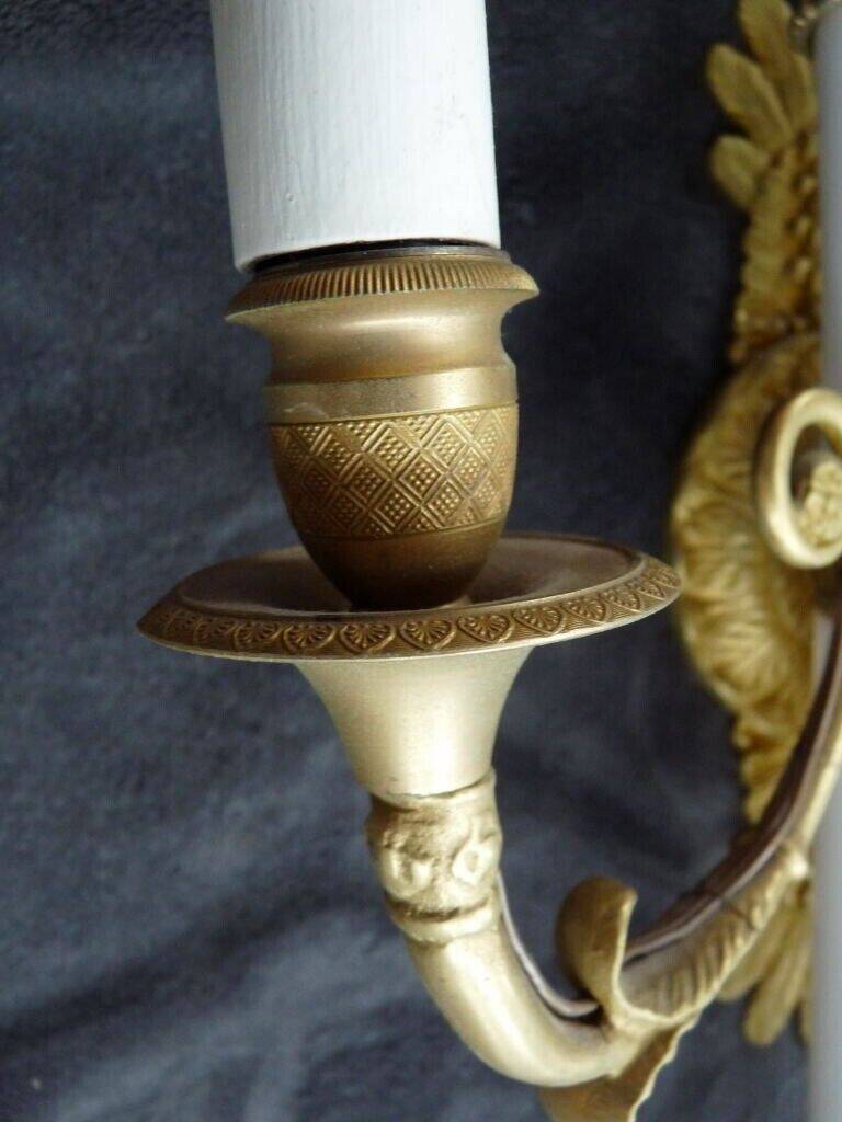 2 gilt bronze empire restoration porcelain wall lights sconces