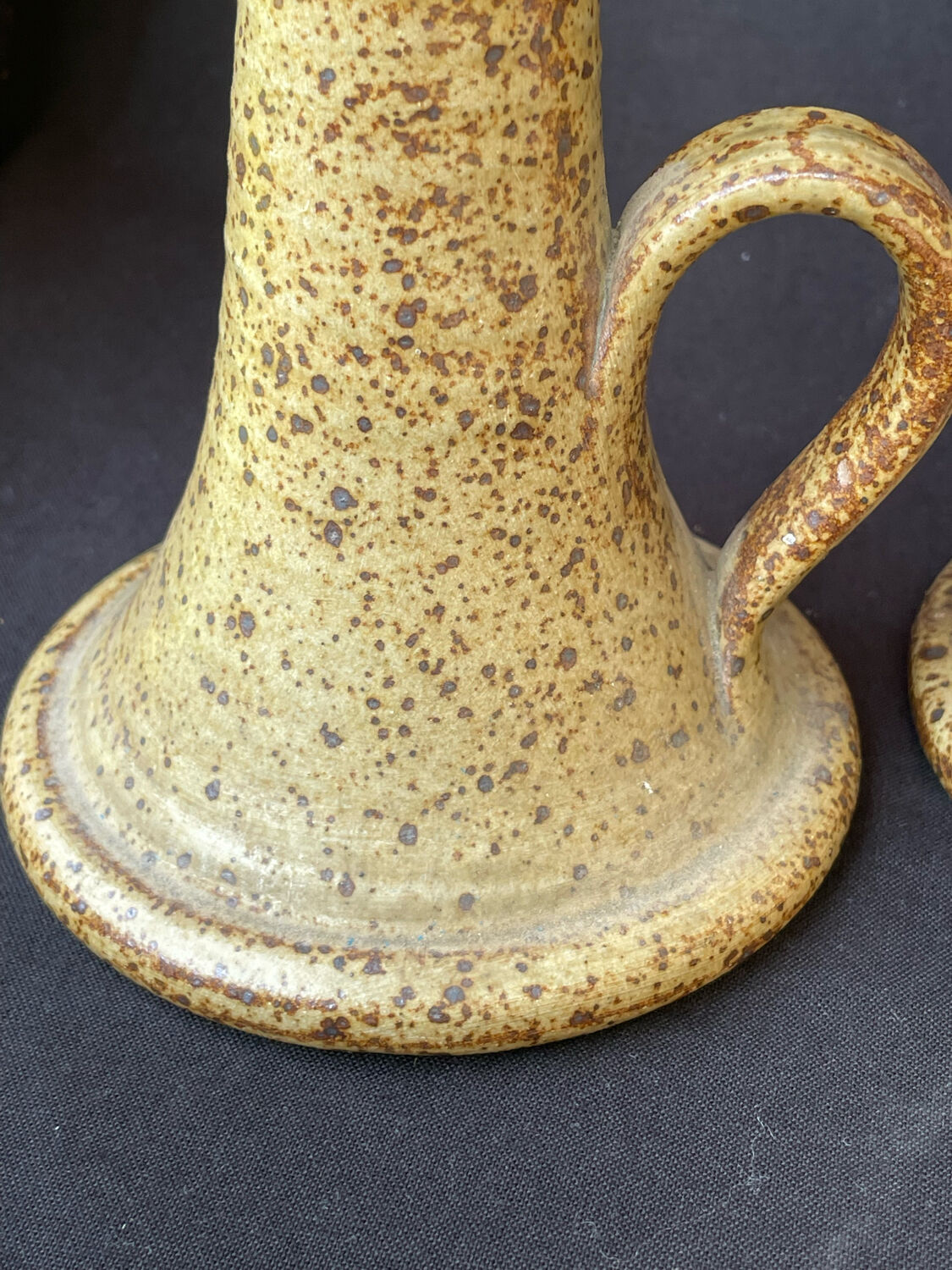 Pair of speckled stoneware candlesticks from the 70s