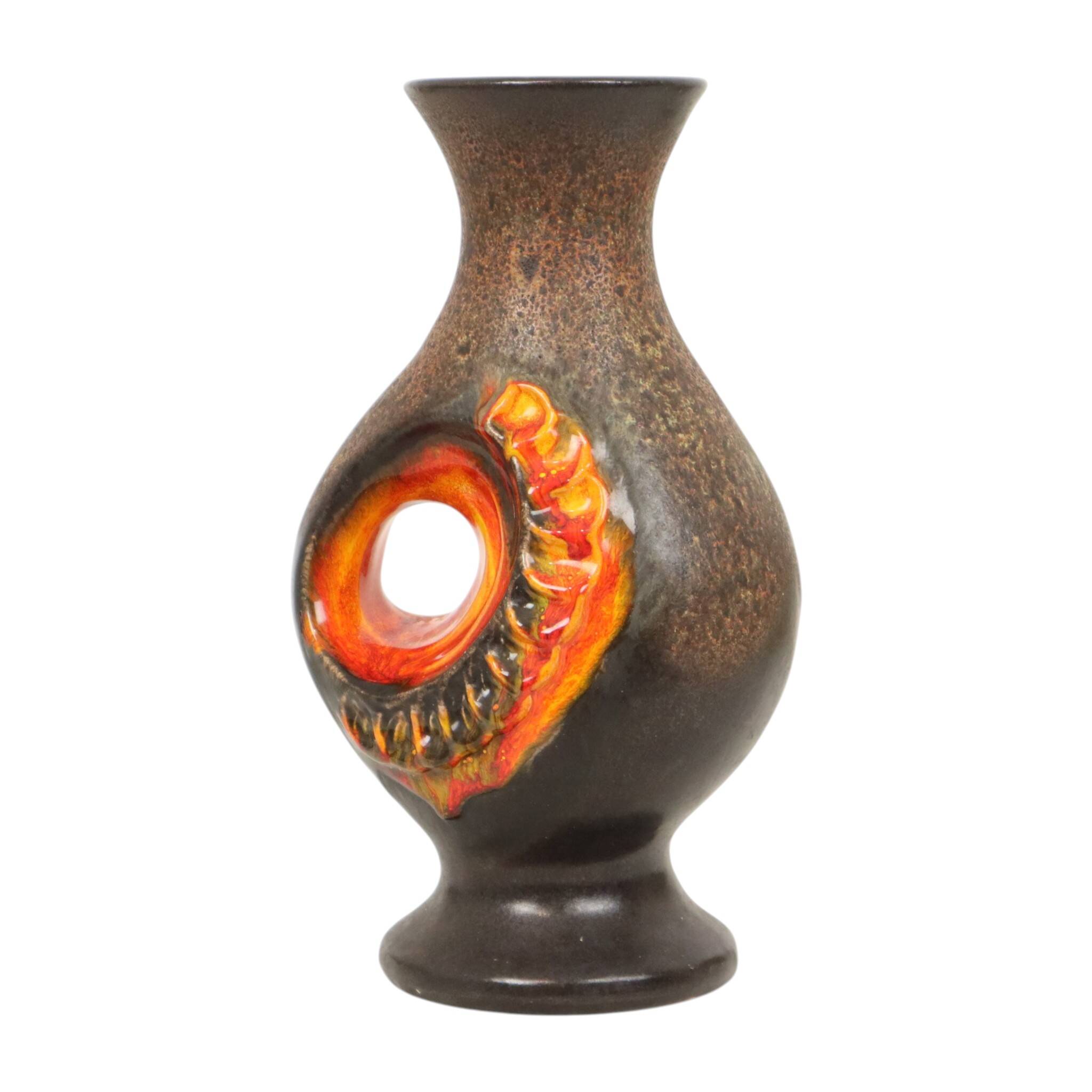 Rare Orange Fat Lava Vase West Germany Walter Gerhards 26cm