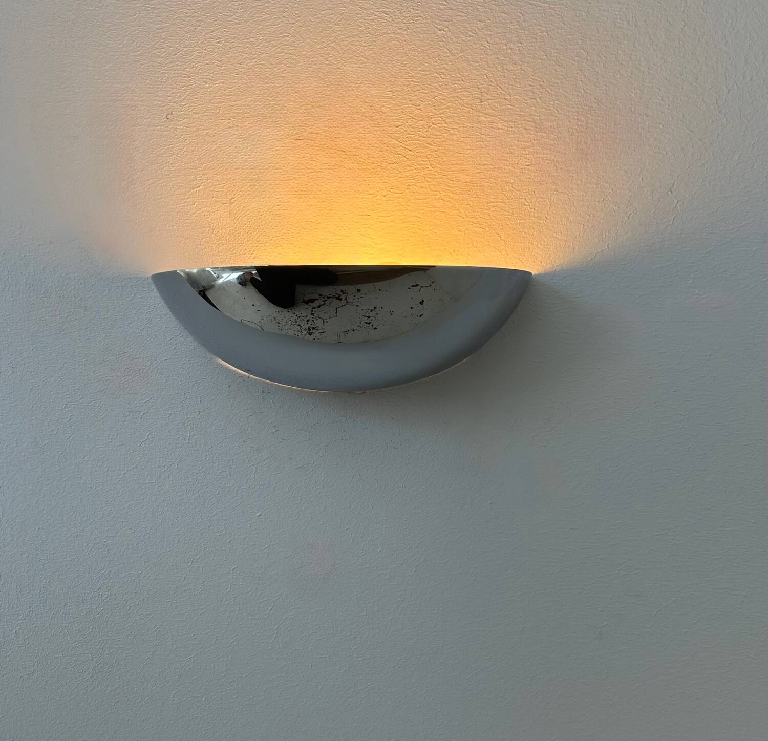 Vintage half-moon wall lamp, chrome-plated metal, France 1970