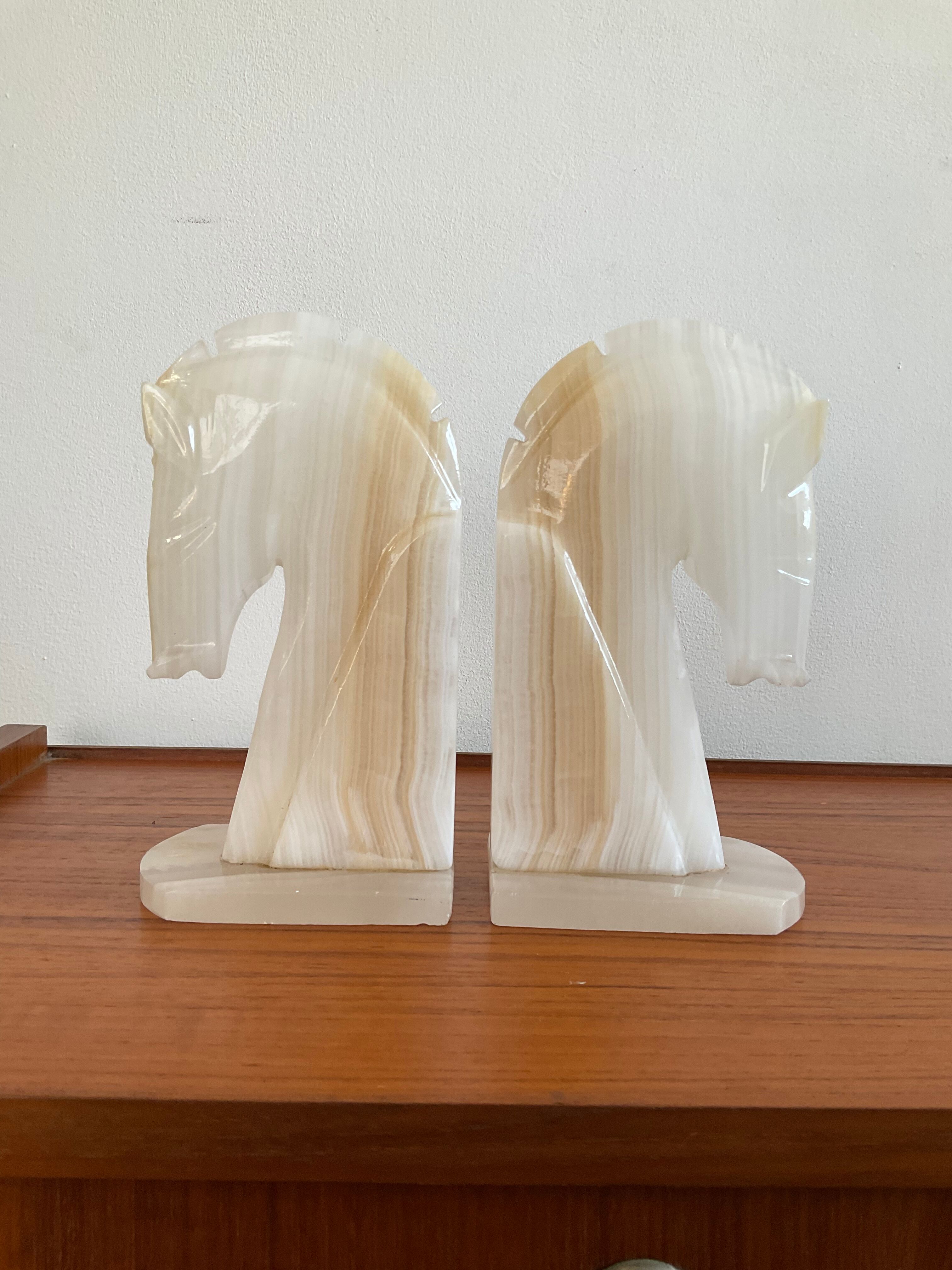 Pair of horse bookends in onyx 70s