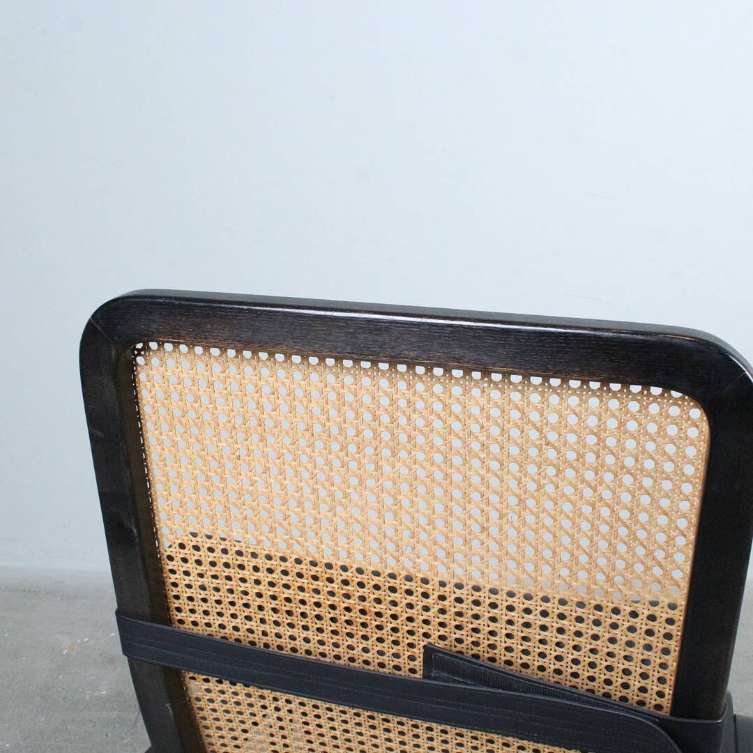 1980s Lounge Chair — Wiener Weave & Leather — Adjustable Backrest — Vintage