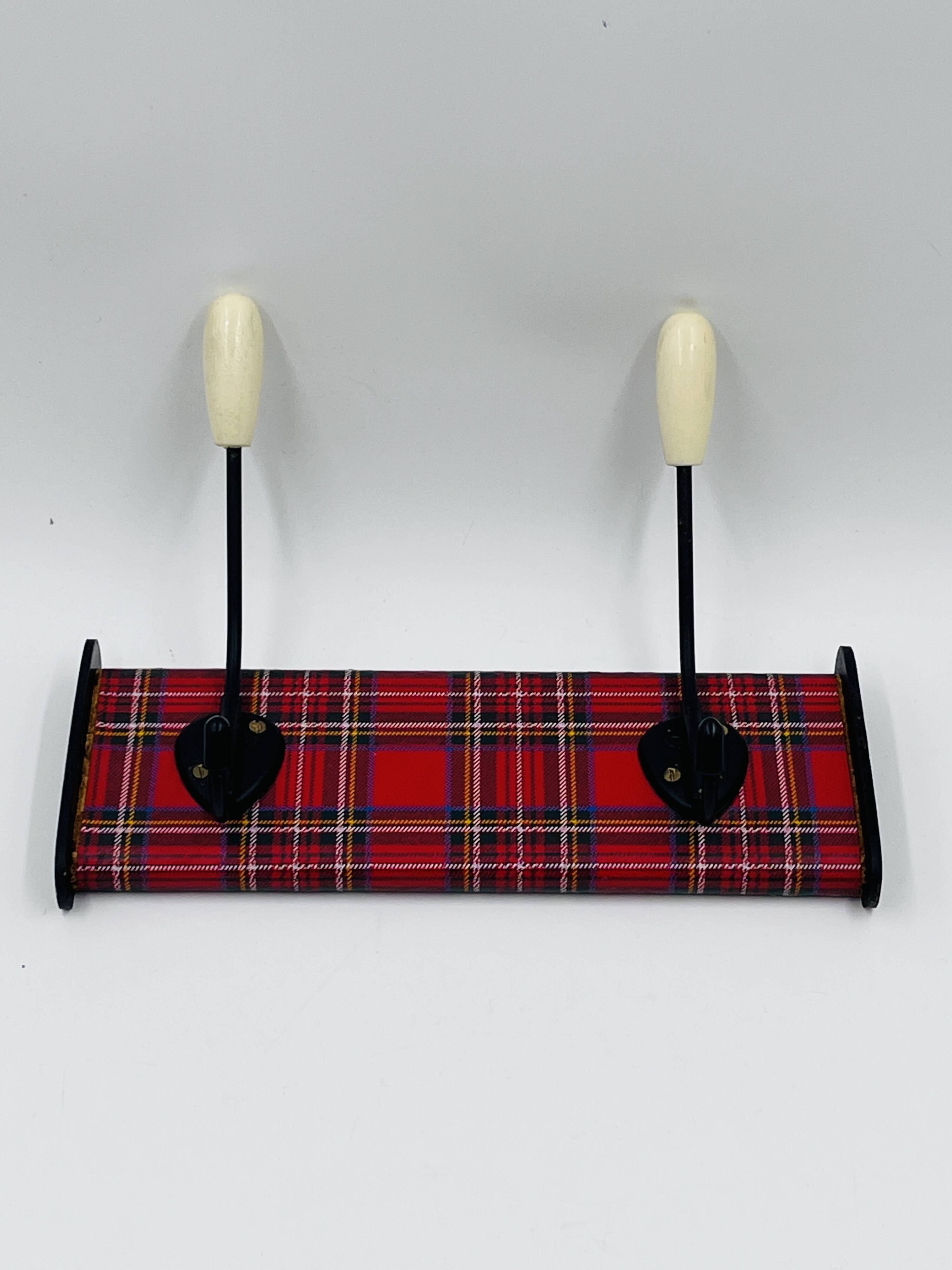 Vintage red Scottish coat rack from the 1970s.