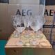 Set of 8 vintage bistro drop aperitif glasses.