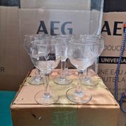 Set of 8 vintage bistro drop aperitif glasses.