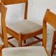 5 wooden chairs tapered base, circa 1975.