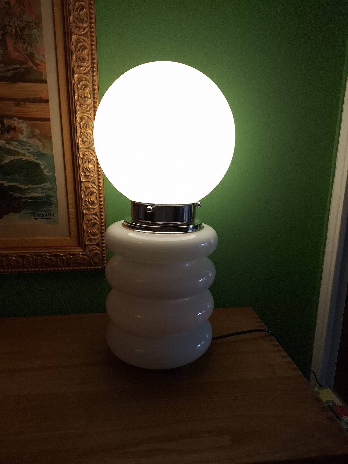 Opaline lamp in Murano glass, Mazzega, Carlos Nason