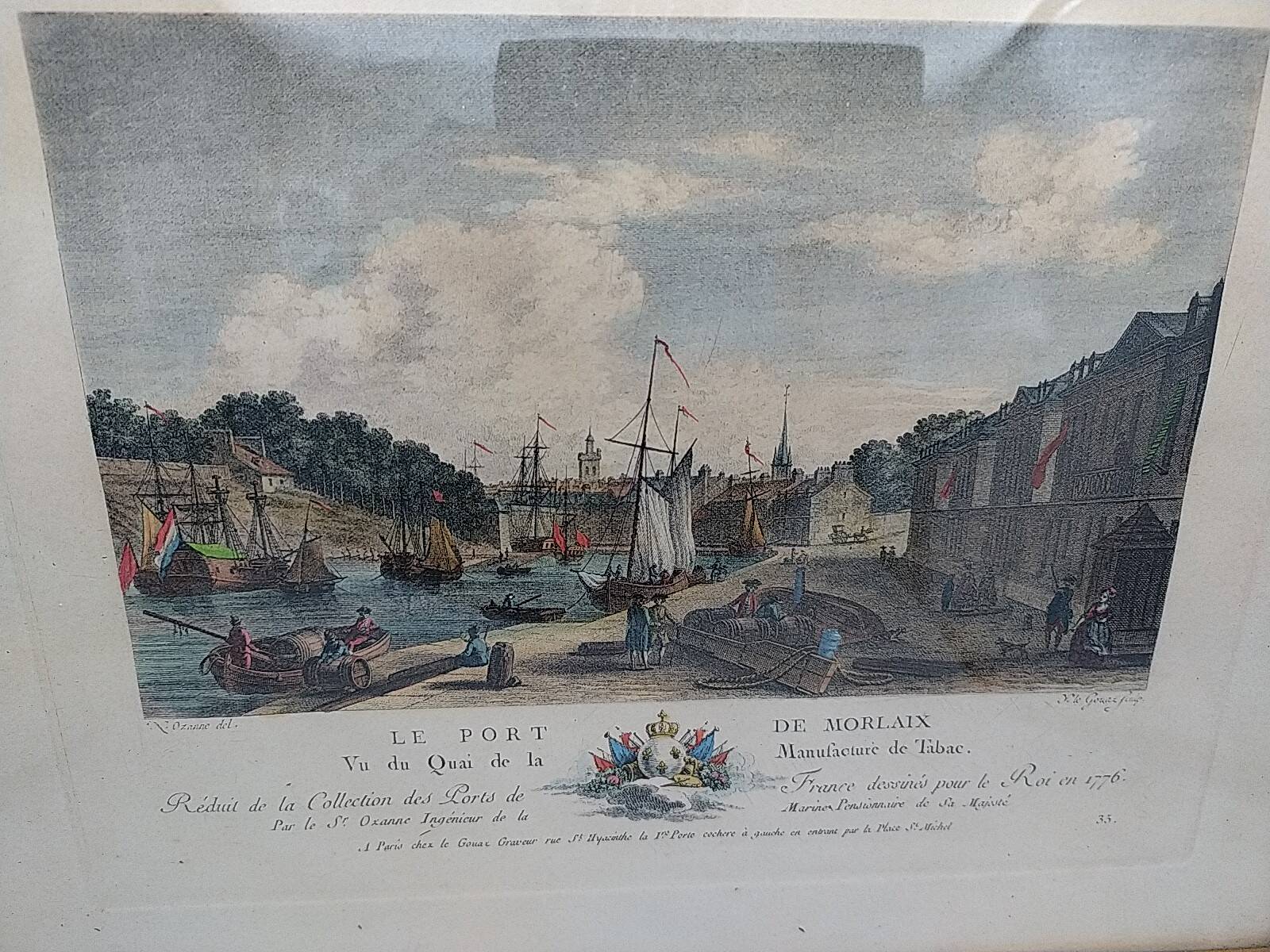 Engraving: The port of Morlaix. Late 19th century.