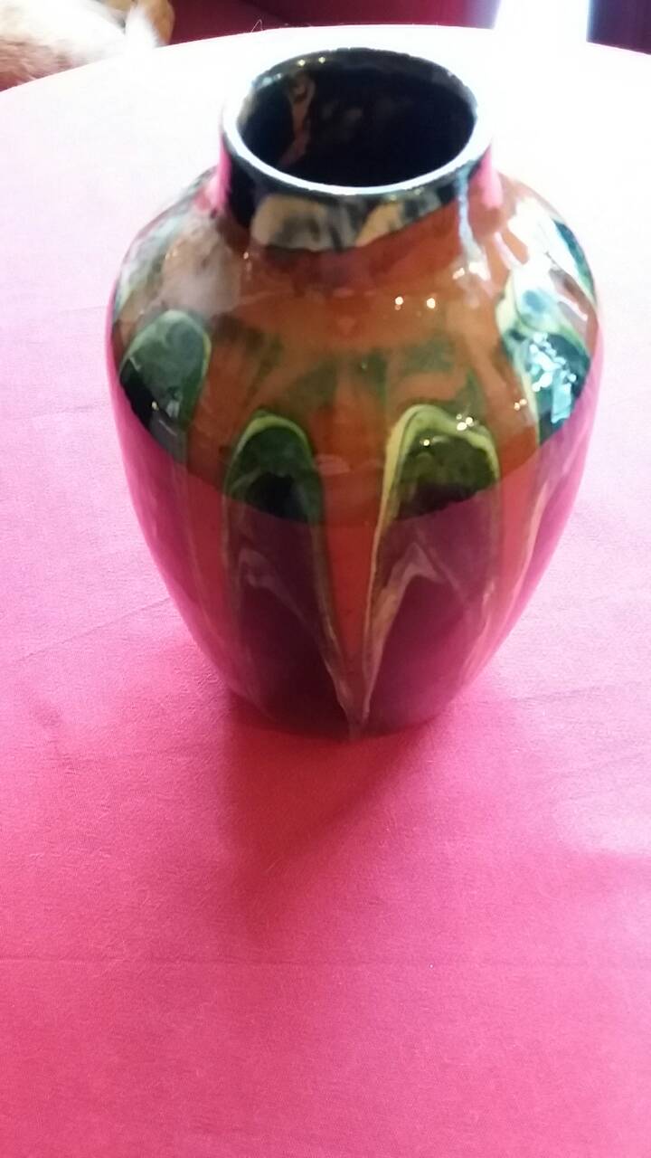 Savoyard pottery vase, signed and numbered