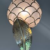 Floral floor lamp in brass and Capiz mother-of-pearl, 1970