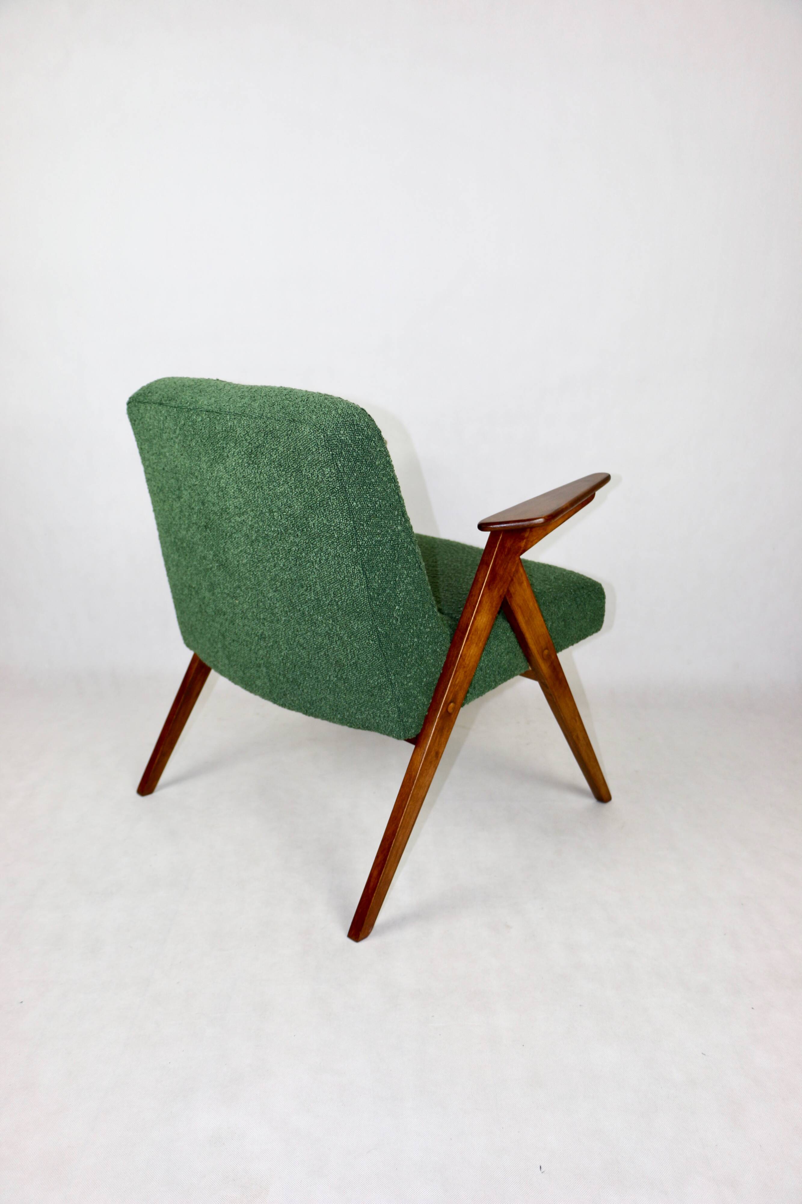 Green Boucle Bunny Armchair by Józef Chierowski, 1970s
